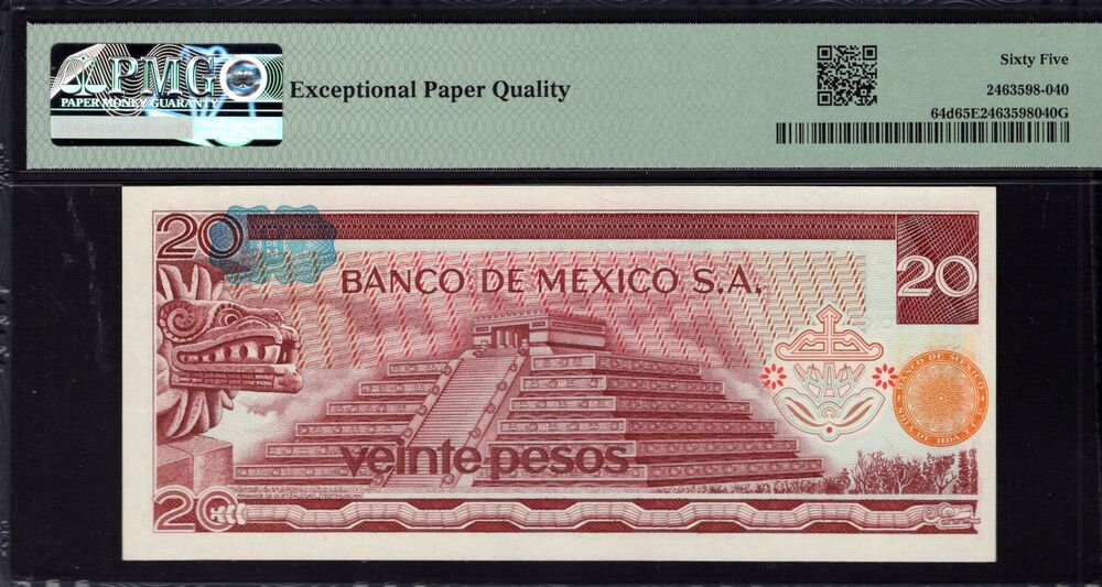 Mexico - 20 Pesos 1977 - Pick # 64d - PMG 65 EPQ
