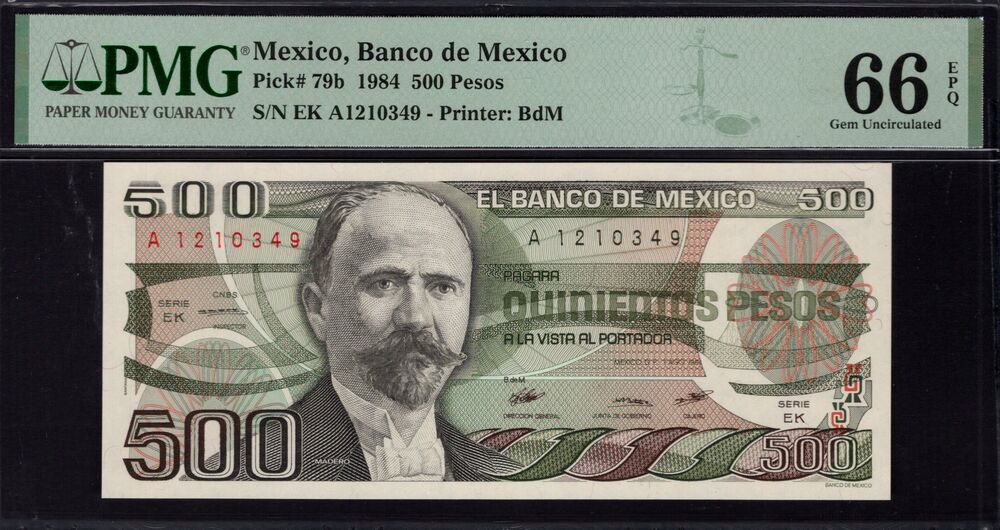 Mexico - 500 Pesos 1984 - Pick # 79b - PMG 66 EPQ