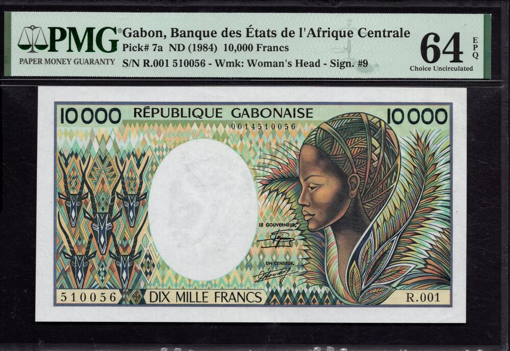 Gabon - 10.000 Francs 1984 - Pick # 7a - PMG 64 EPQ