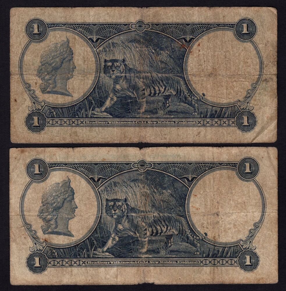 Straits Settlements - 2 x 1 Dollar 1935 - Pick # 16b - aVG