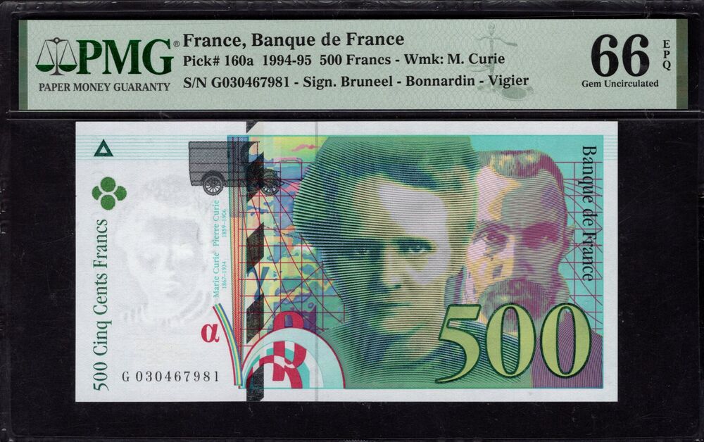 France - 500 Francs 1994 - Pick # 160a - PMG 66 EPQ