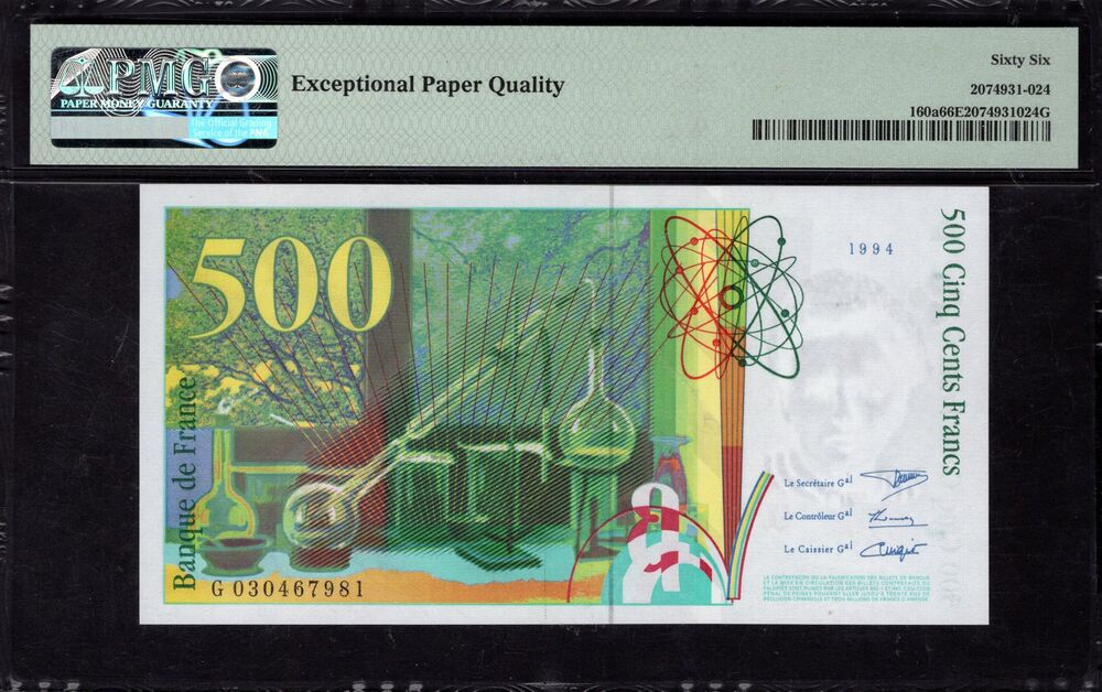 France - 500 Francs 1994 - Pick # 160a - PMG 66 EPQ