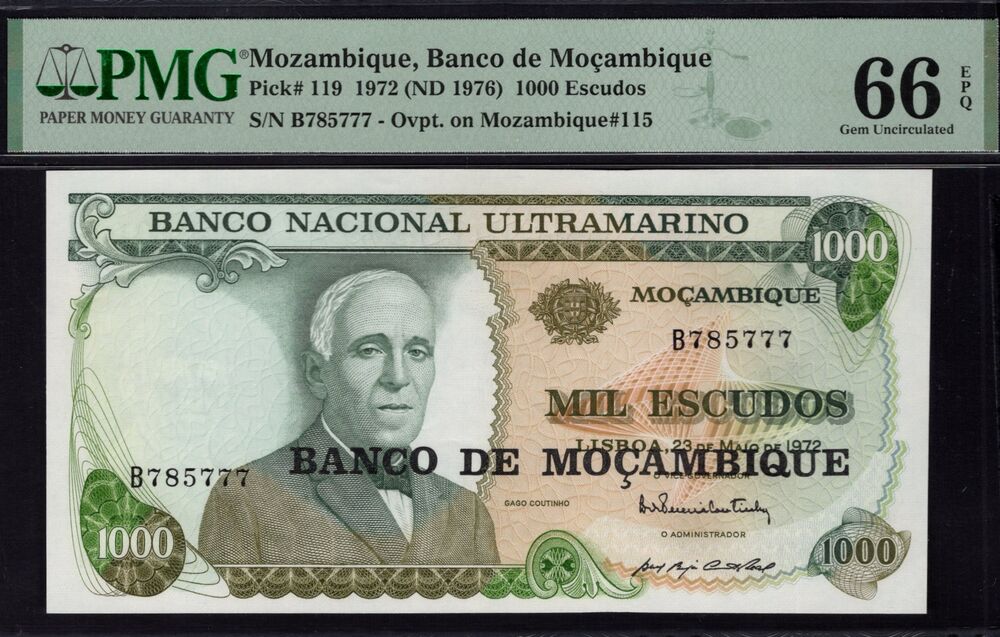 Mozambique - 1000 Escudos 1972 - Pick # 119 - PMG 66 EPQ
