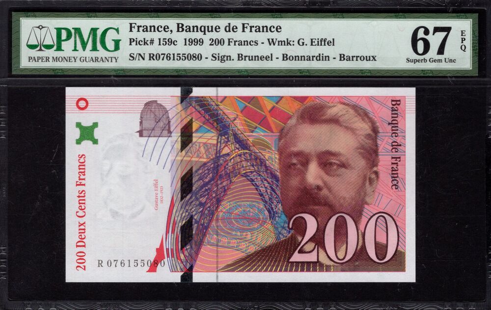 France - 200 Francs 1999 - Pick # 159c - PMG 67 EPQ