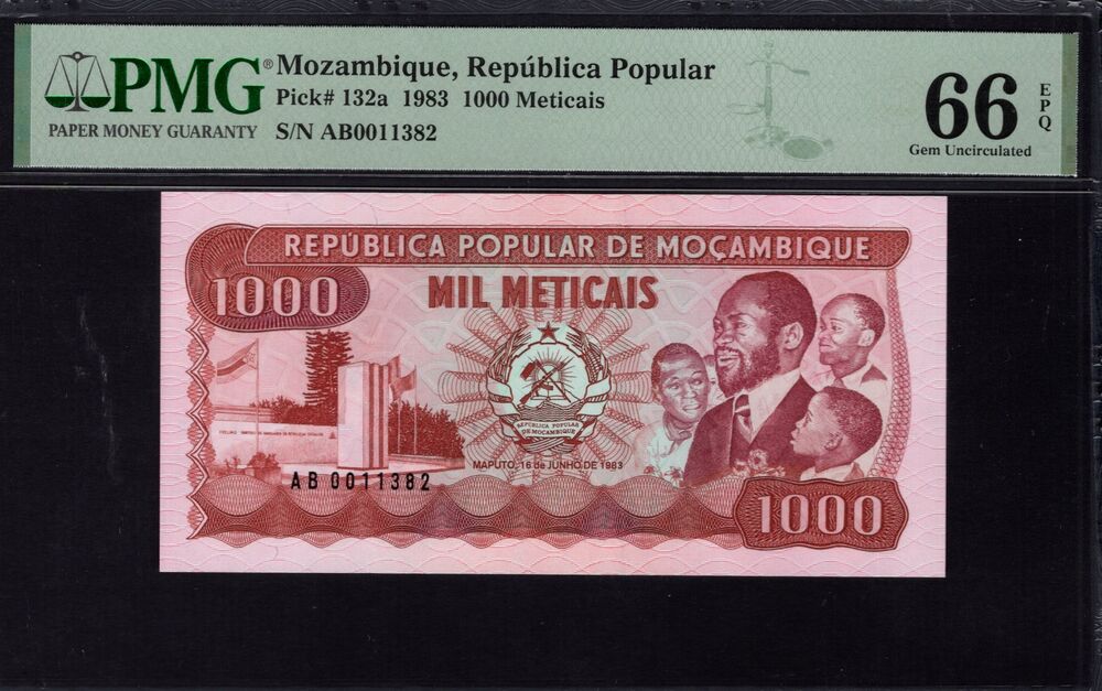 Mozambique - 1000 Meticais 1983 - Pick # 132a - PMG 66 EPQ