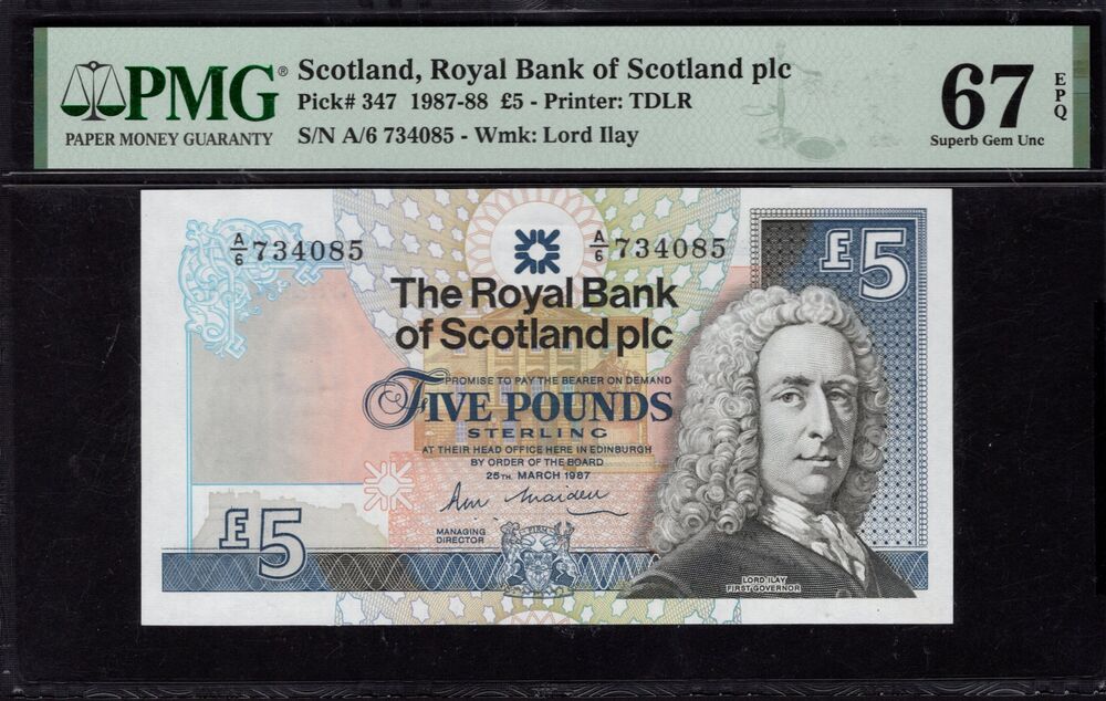 Scotland - 5 POUNDS 1987 - Pick # 347 - PMG 67 EPQ