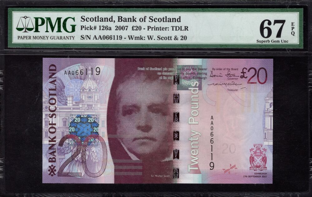 Scotland - 20 Pounds 2007 - Pick # 126a - PMG 67 EPQ