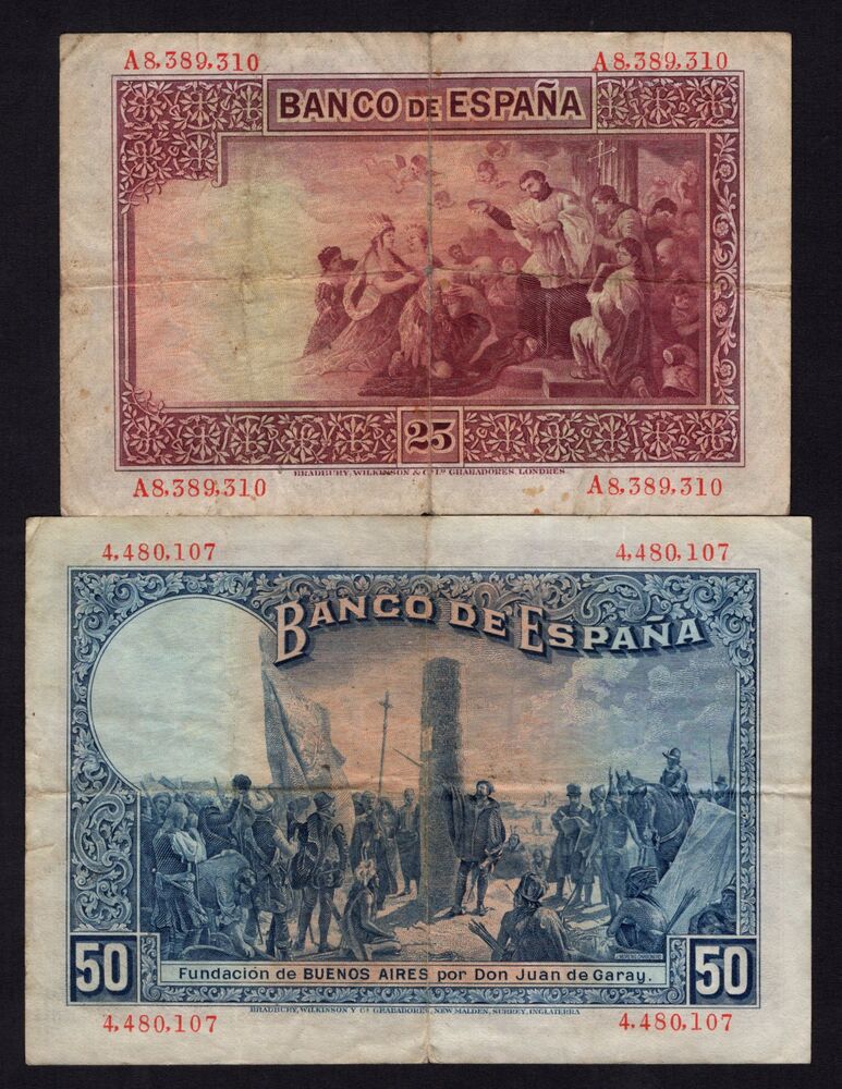 Spain - 25 & 50 Pesetas 1926/1927 - Fine