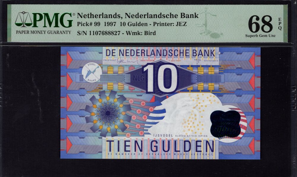 Netherlands - 10 Gulden 1997 - Pick # 99 - PMG 68 EPQ