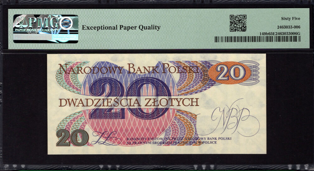 Poland - 20 Zlotych 1982 - Pick # 149b - PMG 65 EPQ