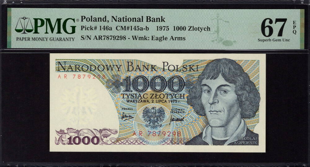Poland - 1000 Zlotych 1975 - Pick # 146a - PMG 67 EPQ