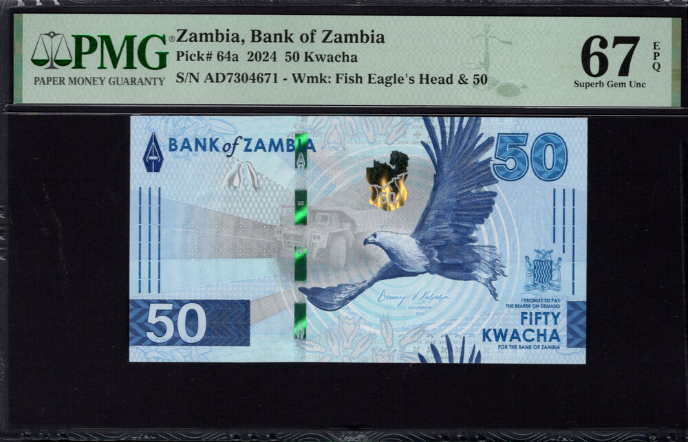 Zambia - 50 Kwacha 2024 - Pick # 64a - PMG 67 EPQ