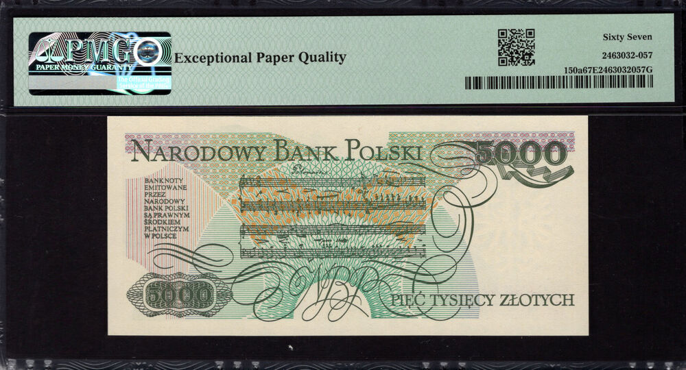 Poland - 5000 Zlotych 1982 - Pick # 150a - PMG 67 EPQ
