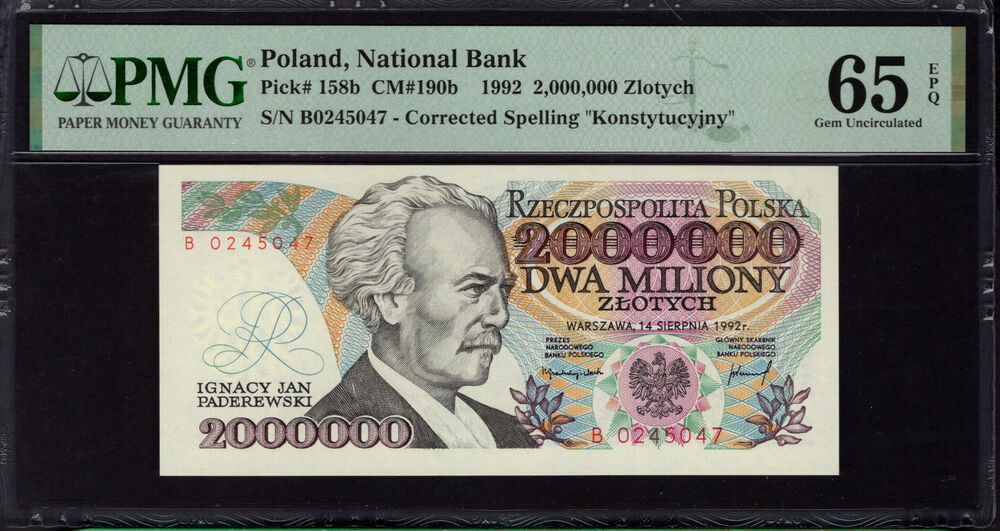 Poland - 2.000.000 Zlotych 1992 - Pick # 158b - PMG 65 EPQ