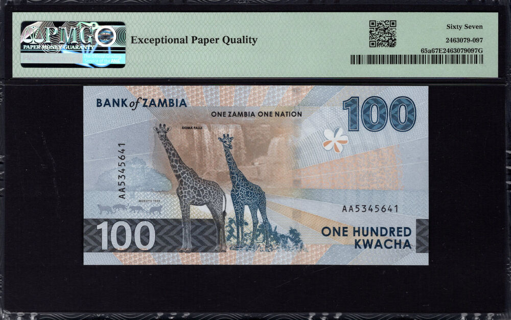 Zambia - 100 Kwacha 2024 - Pick # 65a - PMG 67 EPQ
