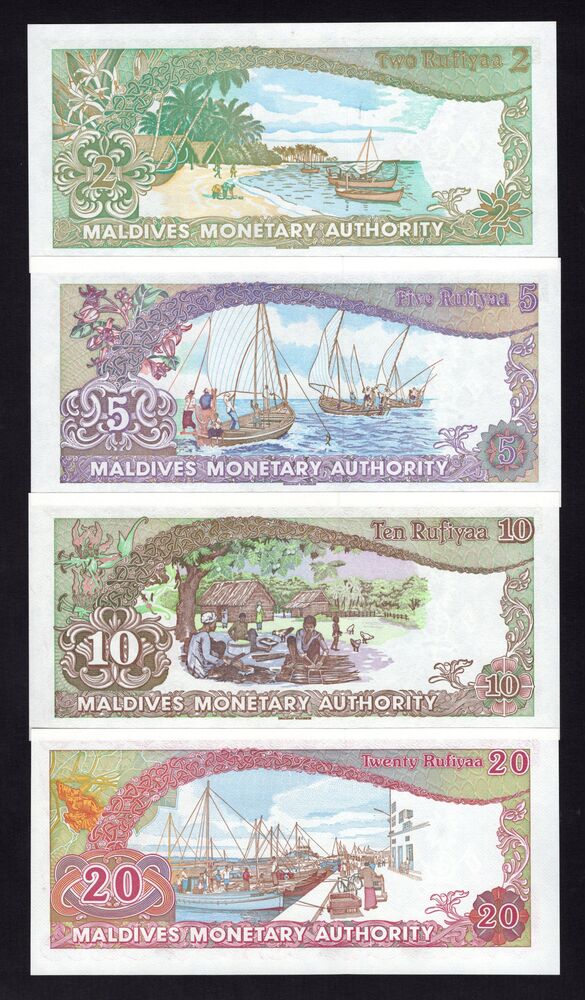 Maldives - 2, 5, 10 & 20 Rufiyaa 1983/87 - UNC