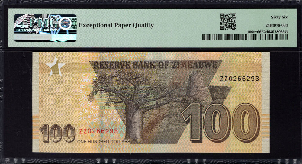 Zimbabwe - 100 Dollars 2020 - Pick # 106a* - PMG 66 EPQ