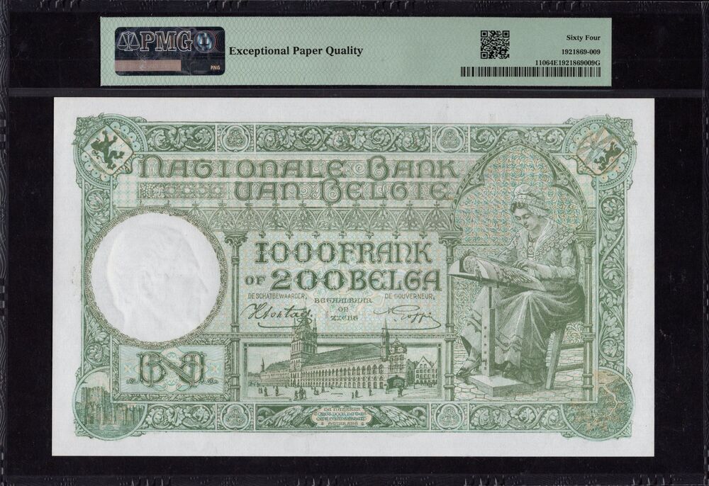 Belgium - 1.000 Francs 1939 - Pick # 110 - PMG 64 EPQ