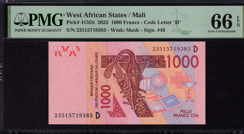 Mali - 1000 Francs 2023 - Pick # 415Dt - PMG 66 EPQ