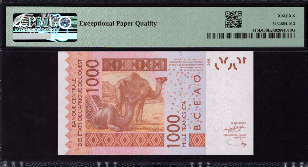 Mali - 1000 Francs 2023 - Pick # 415Dt - PMG 66 EPQ