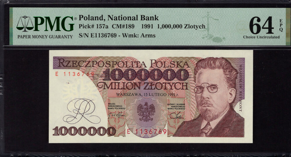 Poland - 1.000.000 Zlotych 1991 - Pick # 157a - PMG 64 EPQ