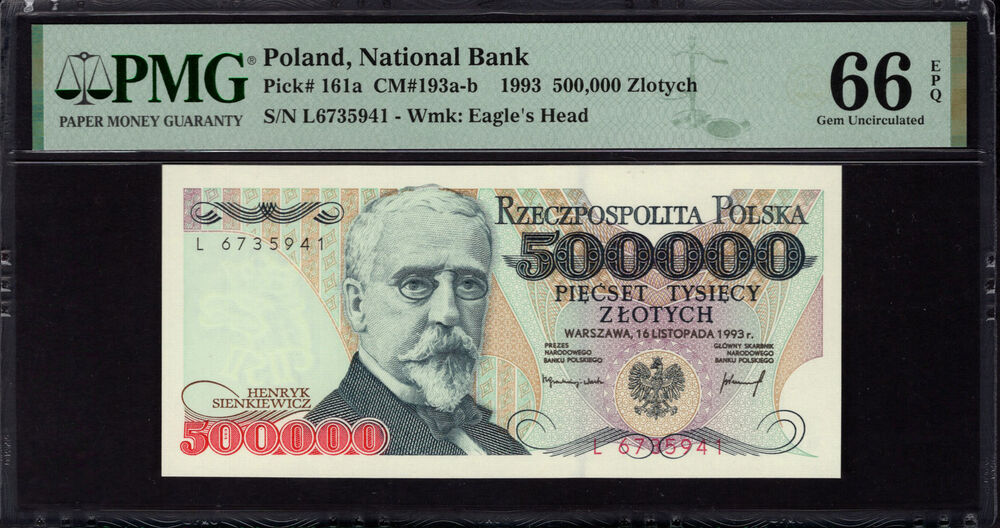 Poland - 500.000 Zlotych 1993 - Pick # 161a - PMG 66 EPQ