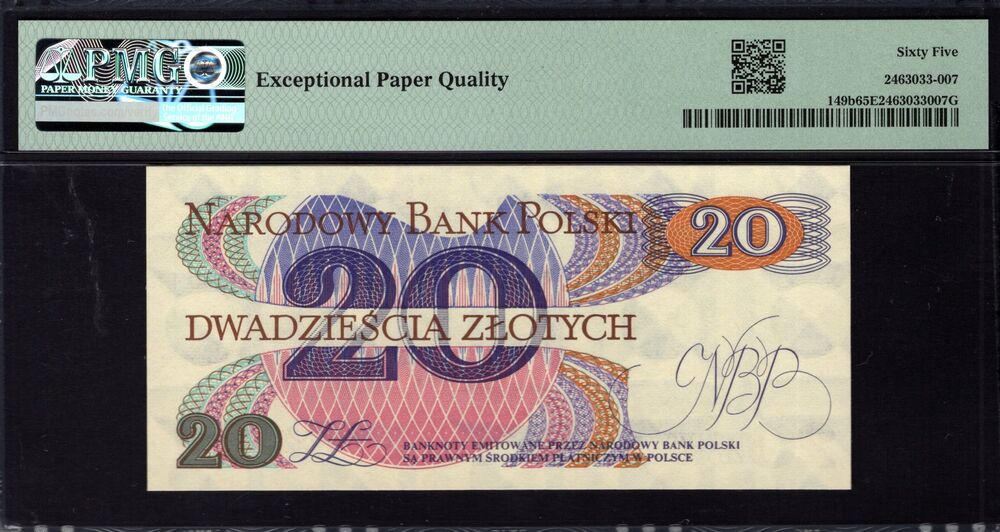 Poland - 20 Zlotych 1982 - Pick # 149b - PMG 65 EPQ