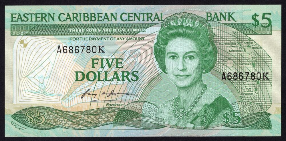 East Caribbean States, St. Kitts - 5 Dollars 1986/88 - Pick # 18k - UNC