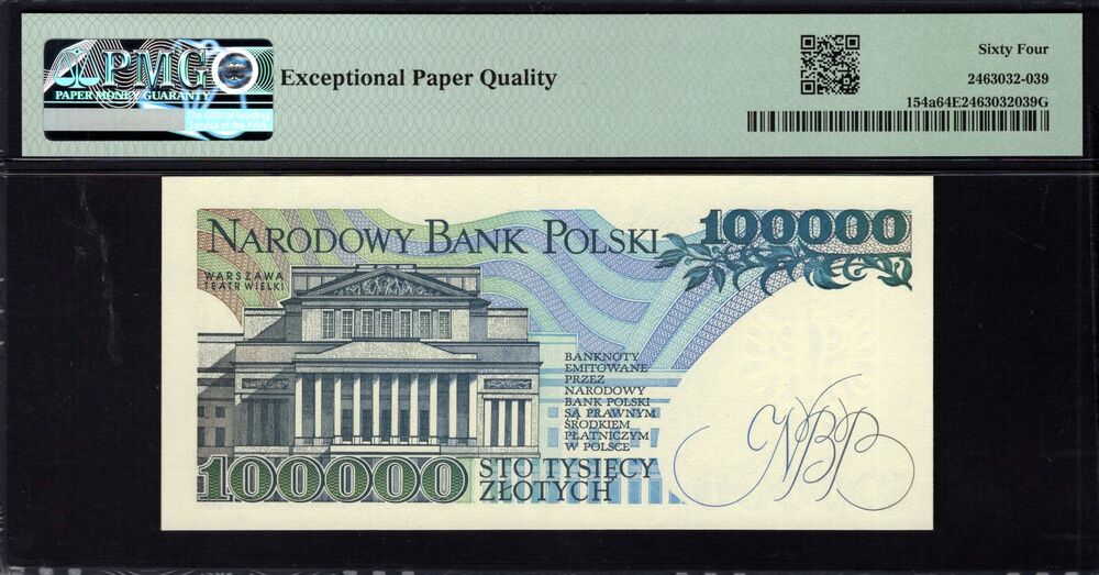 Poland - 100.000 Zlotych 1990 - Pick # 154a - PMG 64 EPQ