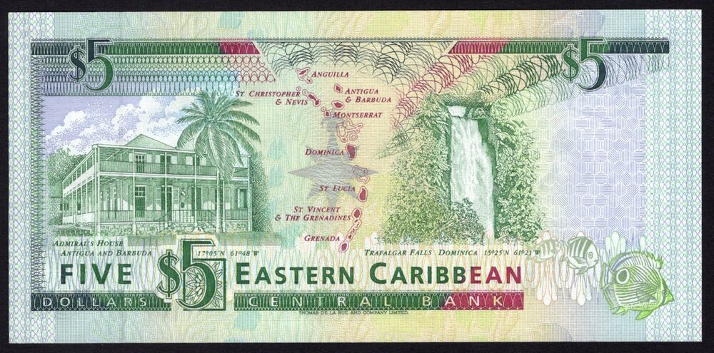 East Caribbean States, Antigua - 5 Dollars 1993 - Pick # 26a - UNC