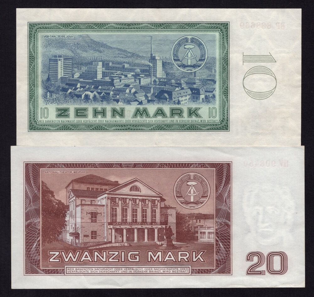 Germany, DDR - 10 & 20 Mark 1964 - Pick #  23, 24 - aXF