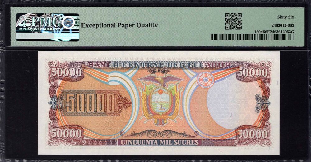 Ecuador - 50.000 Sucres 1999 - Pick # 130d - PMG 66 EPQ