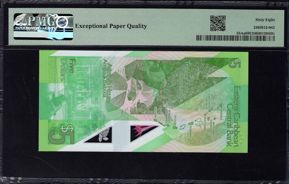 Eats Caribbean States - 5 Dollars 2021 - Pick # 55Aa - PMG 68 EPQ