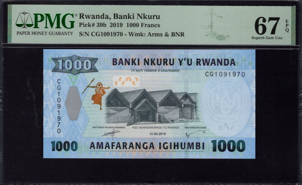 Rwanda - 1000 Francs 2019 - Pick # 39b - PMG 67 EPQ