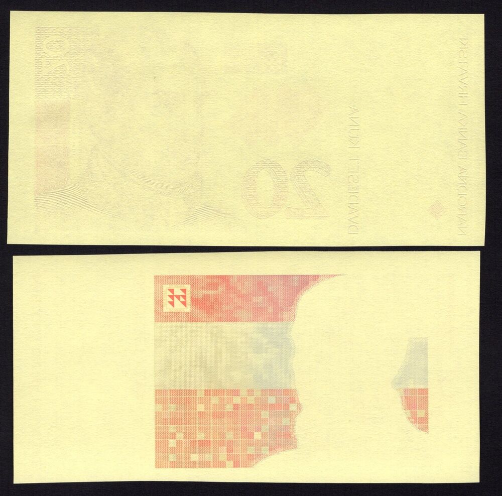 Croatia - 20 Kuna 1993 -  Front & Back Proof - Pick # 30p - AU/UNC