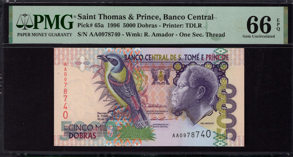 Sao Tome and Principe - 5000 Dobras 1996 - Pick # 65a - PMG 66 EPQ