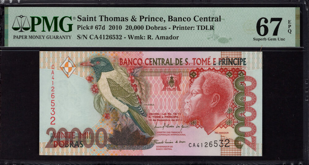 Sao Tome and Principe - 20.000 Dobras 2010 - Pick # 67d - PMG 67 EPQ