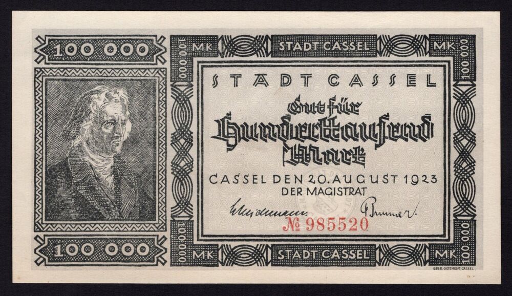 Germany - Cassel, 100.000 Mark 1923 - Pick # NL - AU