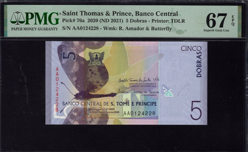 Sao Tome and Principe - 5 Dobras 2020 - Pick # 76a - PMG 67 EPQ
