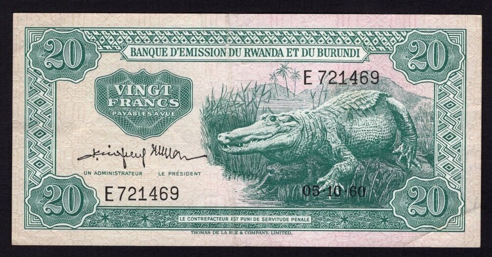 Rwanda-Burundi - 20 Francs 1960 - Pick # 3 - VF