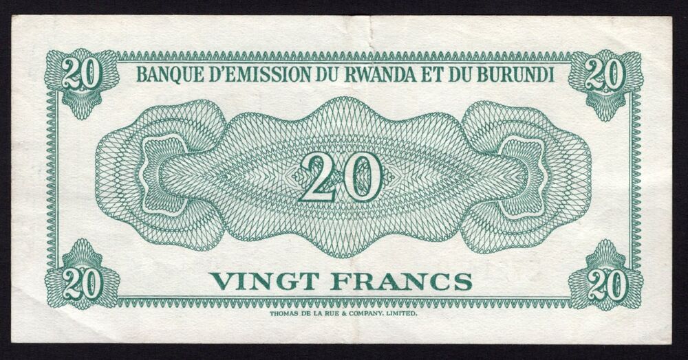 Rwanda-Burundi - 20 Francs 1960 - Pick # 3 - VF