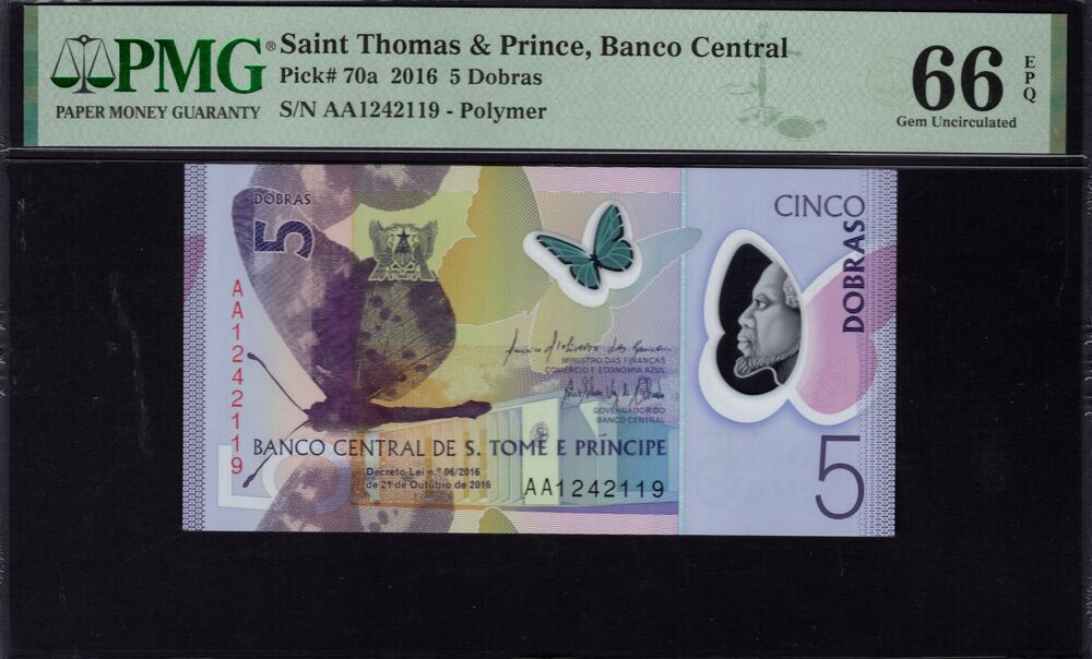 Sao Tome and Principe - 5 Dobras 2016 - Pick # 70a - PMG 66 EPQ