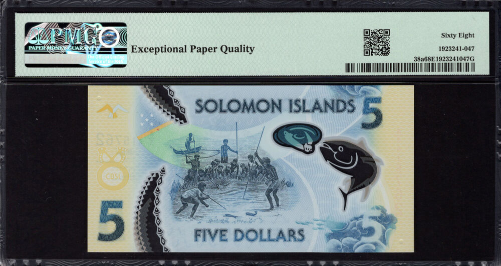 Solomon Islands - 5 Dollars 2019 - Pick # 38a - PMG 68 EPQ