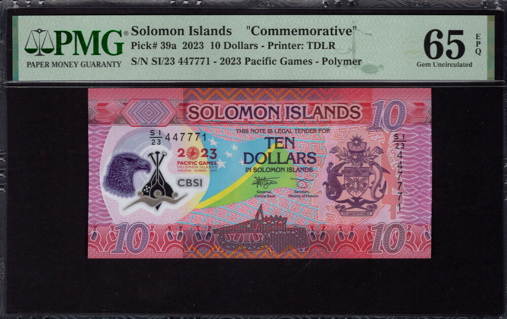 Solomon Islands - 10 Dollars 2023 - Pick # 39a - PMG 65 EPQ