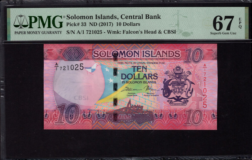 Solomon Islands - 10 Dollars 2017 - Pick # 33 - PMG 67 EPQ