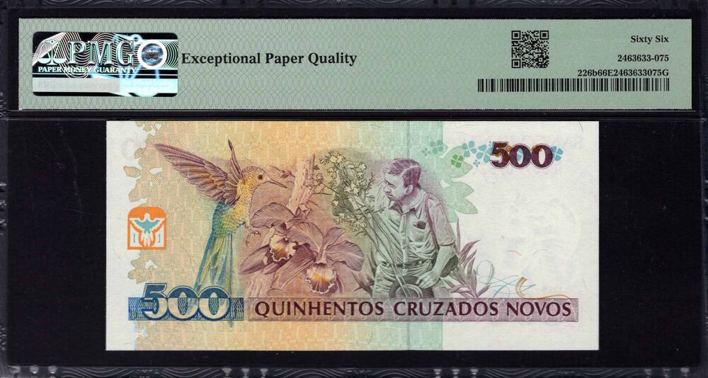 Brazil - 500 Cruzeiros 1990 - Pick # 226b - PMG 66 EPQ