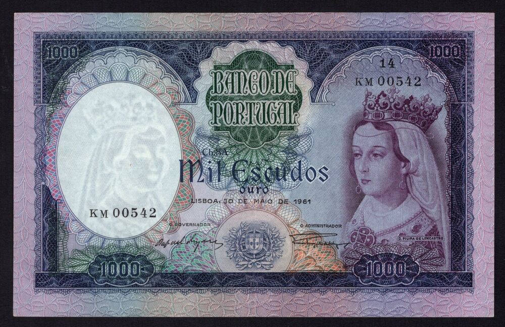 Portugal - 1000 Escudos 1961 - Pick # 166 - aXF