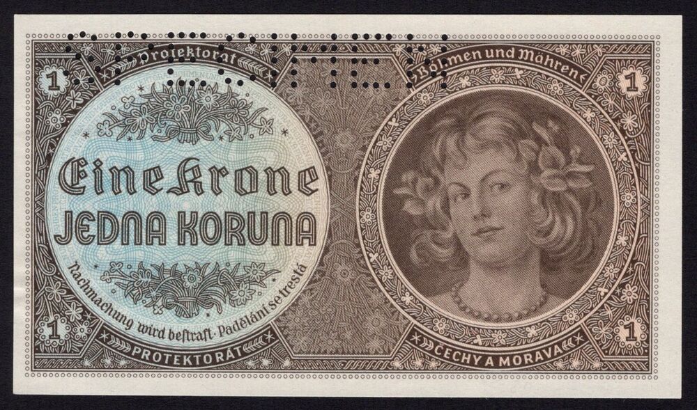 Bohemia and Moravia - 1 Koruna 1940 - Pick # 3s - Specimen - AU