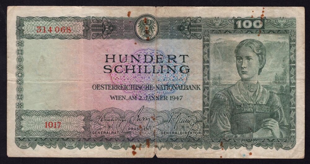 Austria - 100 Schilling 1947 - Pick # 124 - Fine