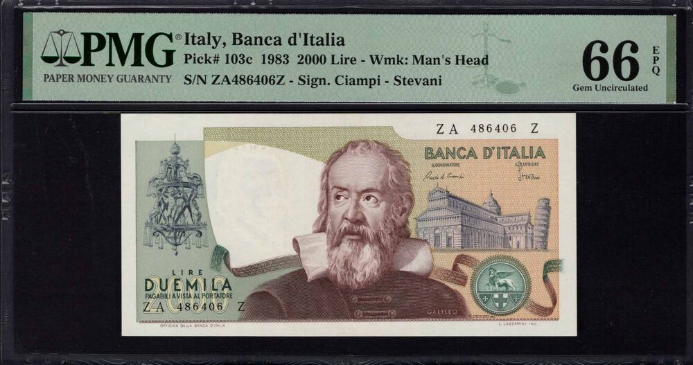 Italy - 2000 Lire 1983 - Pick # 103c - PMG 66 EPQ